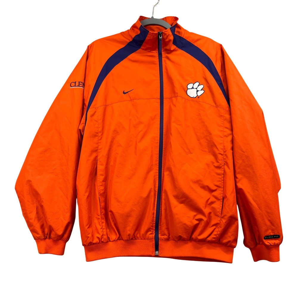 Clemson Tigers Nike Team Windbreaker Jacket Men M Orange Clima FIT Athletic Y2K